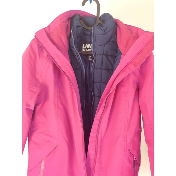 (V) Lands End Jacket Womens Pink Squall 3 in Coat Primaloft Waterproof XS (2-4) - Picture 4 of 12